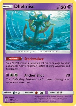 'Pokemon - 'Dhelmise 059/145  - Reverse Holofoil SM  Guardians Rising - Holo Rare