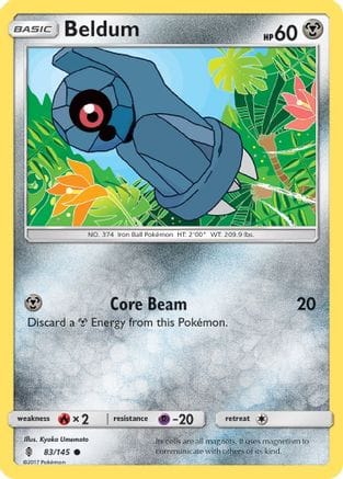 'Pokemon - 'Beldum 083/145  - Reverse Holofoil SM  Guardians Rising - Common
