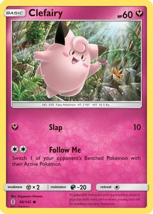 'Pokemon - 'Clefairy 088/145  - Reverse Holofoil SM  Guardians Rising - Common