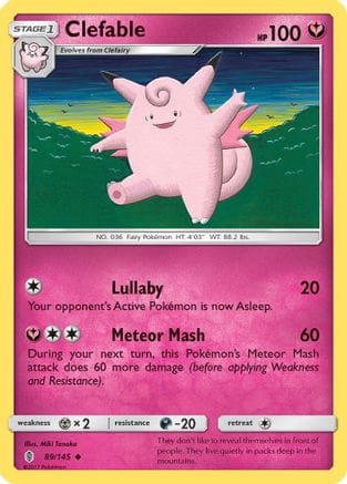 'Pokemon - 'Clefable 089/145  SM  Guardians Rising - Uncommon
