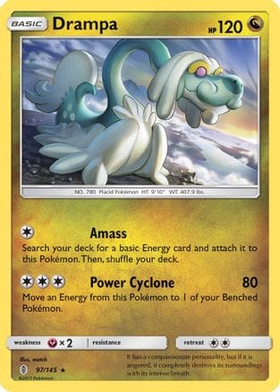 'Pokemon - 'Drampa 097/145  - Reverse Holofoil SM  Guardians Rising - Holo Rare