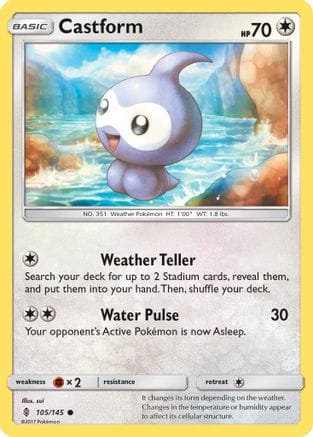 'Pokemon - 'Castform 105/145  - Reverse Holofoil SM  Guardians Rising - Common