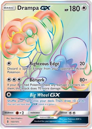 'Pokemon - 'Drampa GX (Secret) 160  - Holofoil SM  Guardians Rising - Secret Rare