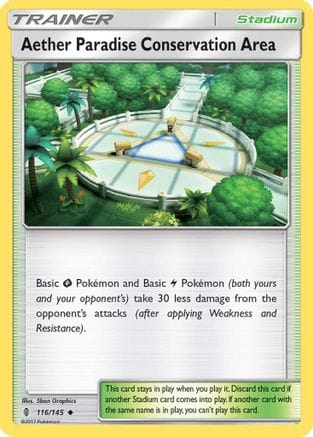 'Pokemon - 'Aether Paradise Conservation Area 116/145  - Reverse Holofoil SM  Guardians Rising - Uncommon