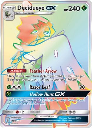 'Pokemon - 'Decidueye GX (Secret) 146  - Holofoil SM  Guardians Rising - Secret Rare