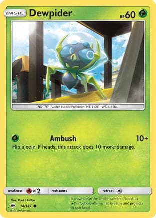 'Pokemon - 'Dewpider 014/147  - Reverse Holofoil SM  Burning Shadows - Common