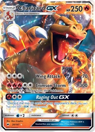 'Pokemon - 'Charizard GX 020/147  - Holofoil SM  Burning Shadows - Ultra Rare