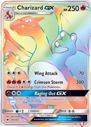 'Pokemon - 'Charizard GX (Secret) 150  - Holofoil SM  Burning Shadows - Secret Rare