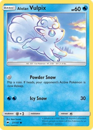'Pokemon - 'Alolan Vulpix 027/147  - Reverse Holofoil SM  Burning Shadows - Common