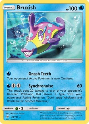 'Pokemon - 'Bruxish 038  - Reverse Holofoil SM  Burning Shadows - Rare