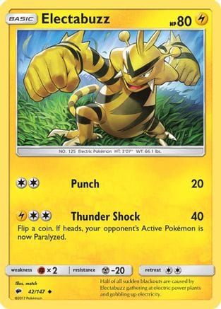 'Pokemon - 'Electabuzz 042  SM  Burning Shadows - Uncommon