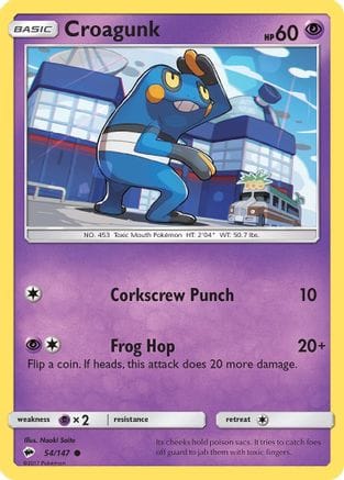 'Pokemon - 'Croagunk 054/147  SM  Burning Shadows - Common
