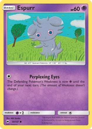 'Pokemon - 'Espurr 059/147  - Reverse Holofoil SM  Burning Shadows - Common