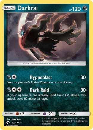 'Pokemon - 'Darkrai 087/147  - Holofoil SM  Burning Shadows - Holo Rare