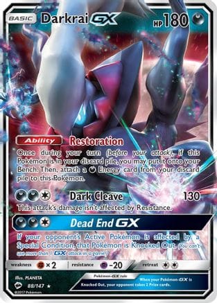'Pokemon - 'Darkrai GX 088/147  - Holofoil SM  Burning Shadows - Ultra Rare