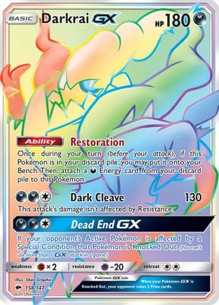 'Pokemon - 'Darkrai GX (Secret) 158  - Holofoil SM  Burning Shadows - Secret Rare