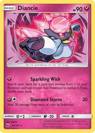 'Pokemon - 'Diancie 094/147  - Holofoil SM  Burning Shadows - Holo Rare