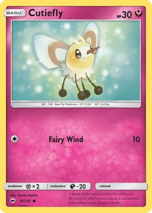 'Pokemon - 'Cutiefly 095/147  - Reverse Holofoil SM  Burning Shadows - Common