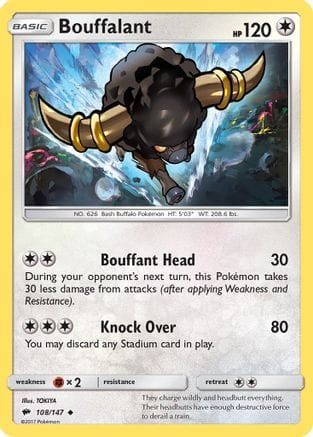 'Pokemon - 'Bouffalant 108/147  SM  Burning Shadows - Uncommon