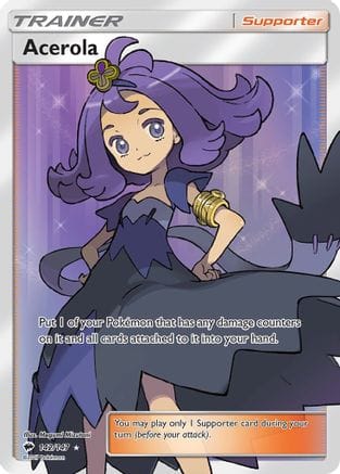 'Pokemon - 'Acerola (Full Art) 142/147  - Holofoil SM  Burning Shadows - Ultra Rare