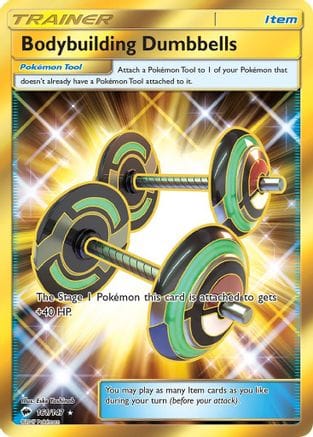 'Pokemon - 'Bodybuilding Dumbbells (Secret) 161  - Holofoil SM  Burning Shadows - Secret Rare