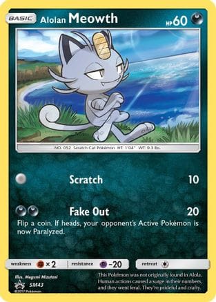 'Pokemon - 'Alolan Meowth SM43  - Holofoil SM Promos - Promo