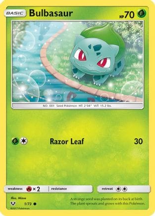 'Pokemon - 'Bulbasaur 001/73  - Reverse Holofoil Shining Legends - Common
