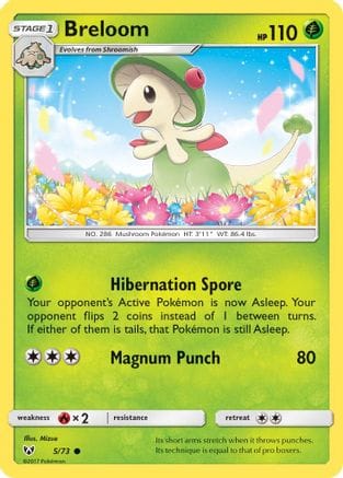 'Pokemon - 'Breloom 005/73  - Reverse Holofoil Shining Legends - Common
