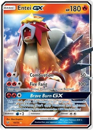 'Pokemon - 'Entei GX 010/73  - Holofoil Shining Legends - Ultra Rare