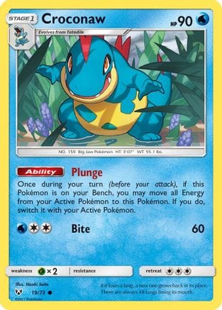 'Pokemon - 'Croconaw 019/73  - Reverse Holofoil Shining Legends - Common