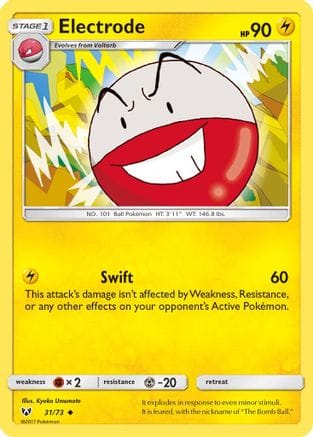 'Pokemon - 'Electrode 031/73  - Reverse Holofoil Shining Legends - Uncommon