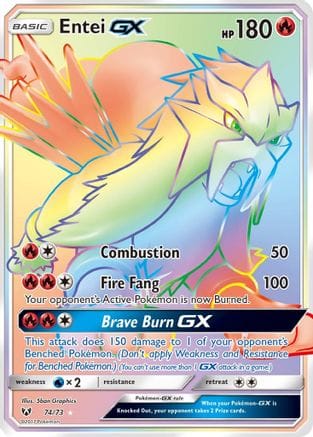 'Pokemon - 'Entei GX (Secret) 074  - Holofoil Shining Legends - Secret Rare