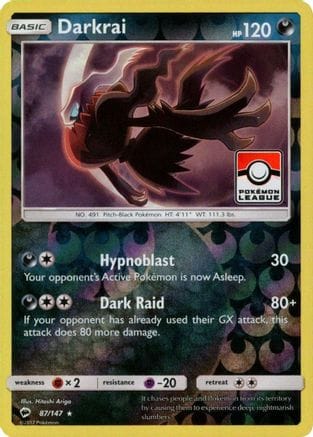 'Pokemon - 'Darkrai 087/147  - Reverse Holofoil League & Championship Cards - Promo
