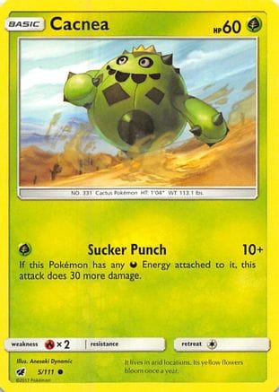 'Pokemon - 'Cacnea 005/111  SM  Crimson Invasion - Common