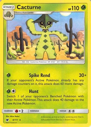 'Pokemon - 'Cacturne 006/111  SM  Crimson Invasion - Rare