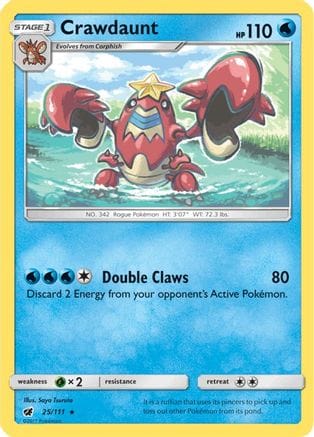 'Pokemon - 'Crawdaunt 025  - Reverse Holofoil SM  Crimson Invasion - Rare