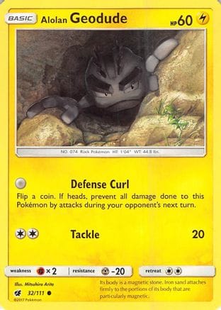 'Pokemon - 'Alolan Geodude 032/111  SM  Crimson Invasion - Common