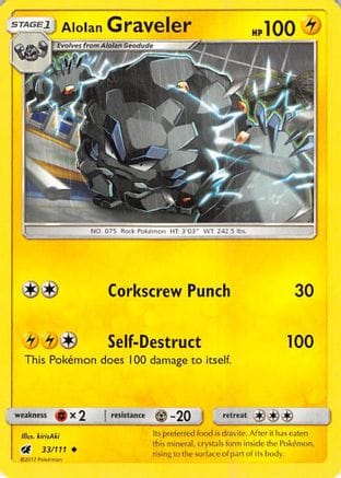 'Pokemon - 'Alolan Graveler 033/111  SM  Crimson Invasion - Uncommon
