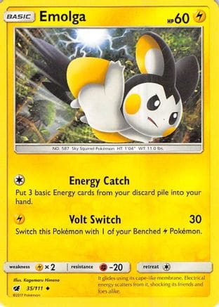 'Pokemon - 'Emolga 035/111  SM  Crimson Invasion - Uncommon