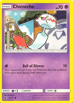 'Pokemon - 'Chimecho 043/111  - Reverse Holofoil SM  Crimson Invasion - Common