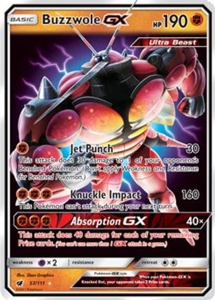 'Pokemon - 'Buzzwole GX 057/111  - Holofoil SM  Crimson Invasion - Ultra Rare