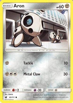 'Pokemon - 'Aron 065/111  - Reverse Holofoil SM  Crimson Invasion - Common