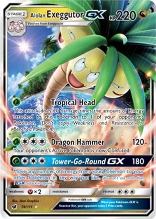 'Pokemon - 'Alolan Exeggutor GX 074/111  - Holofoil SM  Crimson Invasion - Ultra Rare