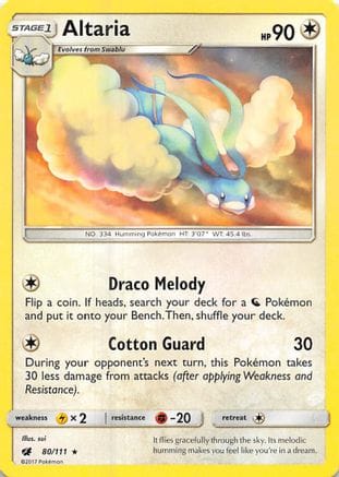 'Pokemon - 'Altaria 080/111  - Reverse Holofoil SM  Crimson Invasion - Rare