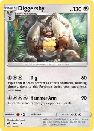 'Pokemon - 'Diggersby 088  - Reverse Holofoil SM  Crimson Invasion - Uncommon