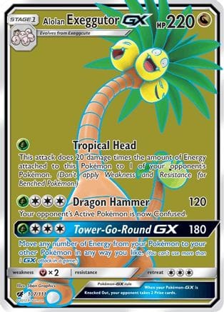'Pokemon - 'Alolan Exeggutor GX (Full Art) 107/111  - Holofoil SM  Crimson Invasion - Ultra Rare