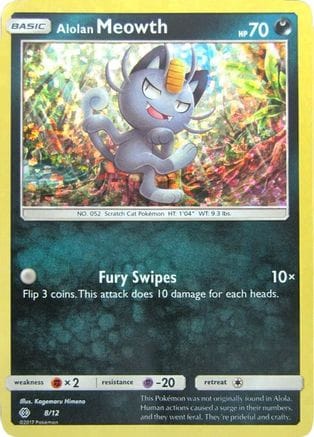 'Pokemon - 'Alolan Meowth 008/12  - Holofoil McDonalds Promos 2017 - Promo