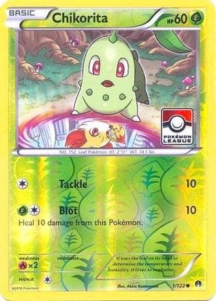 'Pokemon - 'Chikorita 001/122  - Reverse Holofoil League & Championship Cards - Promo