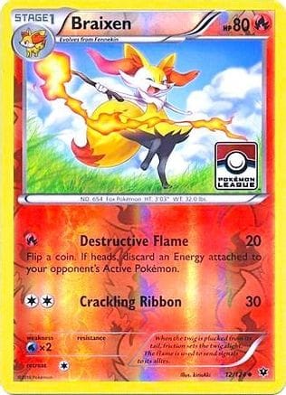 'Pokemon - 'Braixen 012/124  - Reverse Holofoil League & Championship Cards - Promo