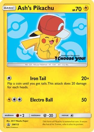 'Pokemon - 'Ash's Pikachu SM113  SM Promos - Promo